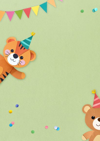 Verjaardagskaart dieren en confetti met foto 2