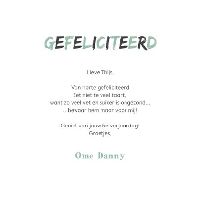 Verjaardagskaart dino t-rex taart stoer 3
