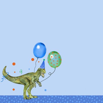 Verjaardagskaart dinosaurus ballonnen 2