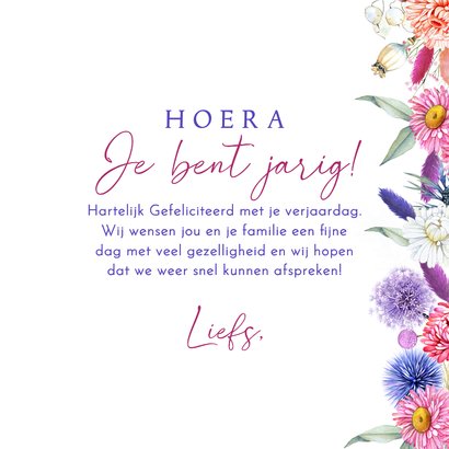 Verjaardagskaart droogbloemenrand 3