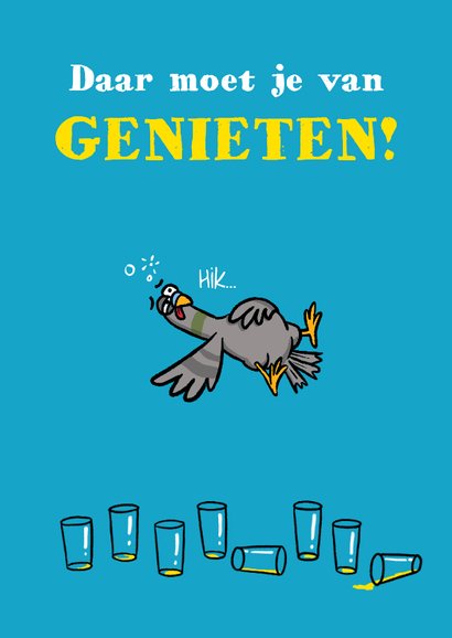 Verjaardagskaart duif met glazen bier 2