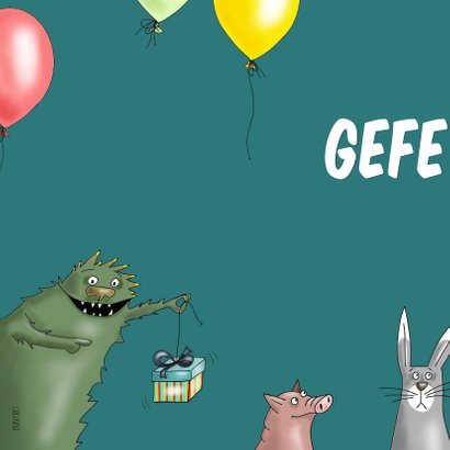 Verjaardagskaart een monsterlijk leuke dag! 2