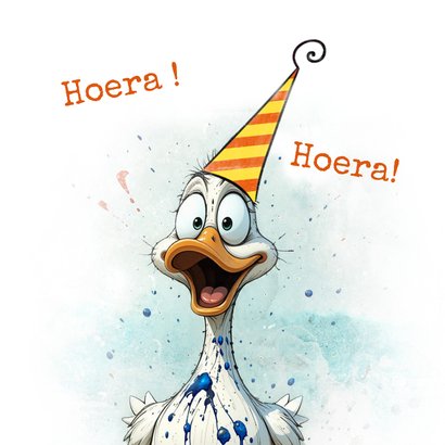 Verjaardagskaart eendje jarig hoera 2