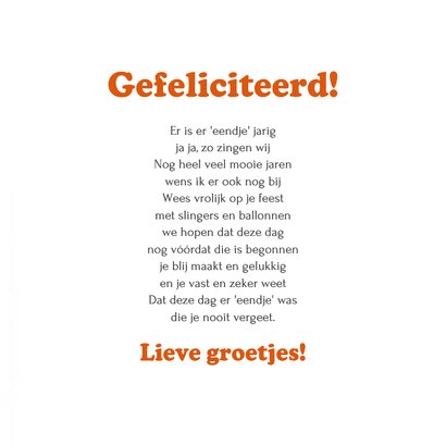 Verjaardagskaart eendje jarig hoera 3