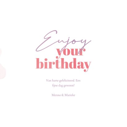 Verjaardagskaart enjoy your birthday waterverf bloemen 3