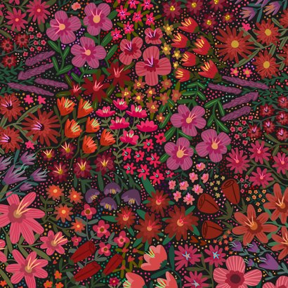 Verjaardagskaart enorm bloemenveld patroon 2