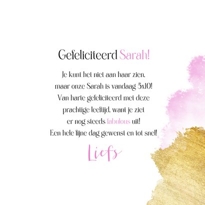 Verjaardagskaart Fabulous Fifty Sarah goudlook roze 3