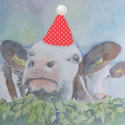 Verjaardagskaart Feest koe 2