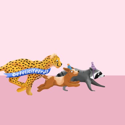 Verjaardagskaart feestdieren meisje 2