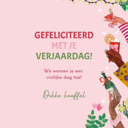 Verjaardagskaart feestelijke lente cocktails 3