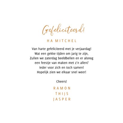 Verjaardagskaart feestje laptop en bier op afstand 3