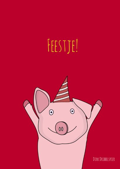 Verjaardagskaart Feestvarkentje! 2