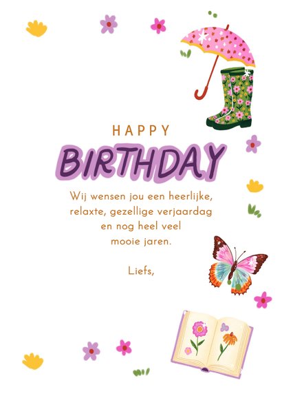 Verjaardagskaart felicitatie april lente vrouw meisje 3