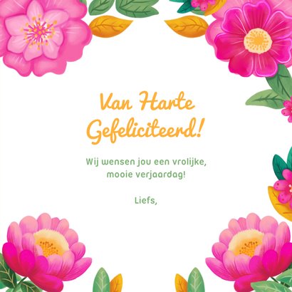 Verjaardagskaart felicitatie boek met bloemen vrolijk 3