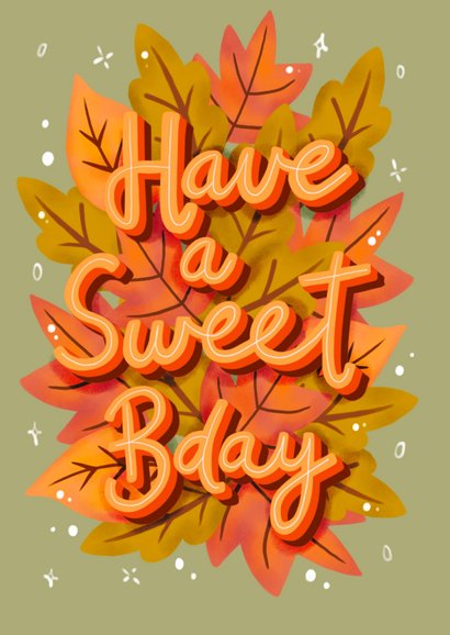 Verjaardagskaart felicitatie chocolademelk herfst bladeren 2