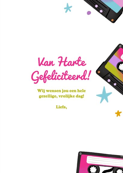 Verjaardagskaart felicitatie grappig retro oud cassette tape 3