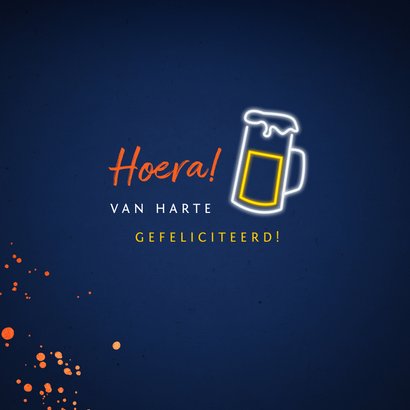 verjaardagskaart felicitatie hip feestje bier neon 2