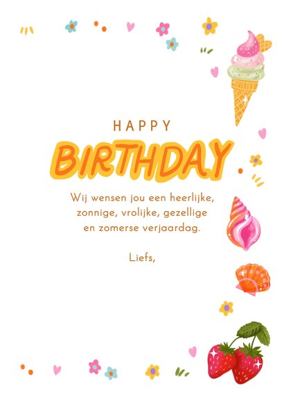 Verjaardagskaart felicitatie juni zomer vrouw meisje 3