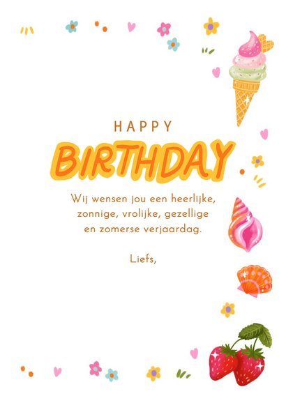 Verjaardagskaart felicitatie juni zomer vrouw meisje 3