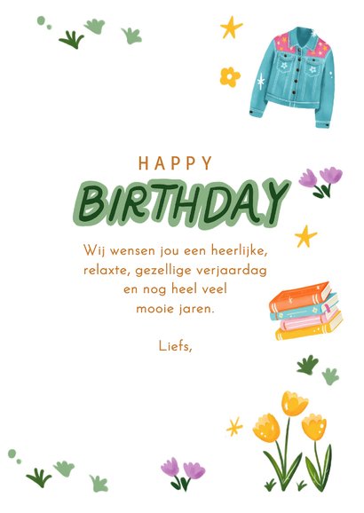 Verjaardagskaart felicitatie maart lente vrouw meisje 3