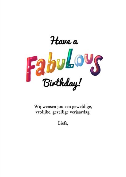 Verjaardagskaart felicitatie meisje vrouw vrolijk fabulous 3
