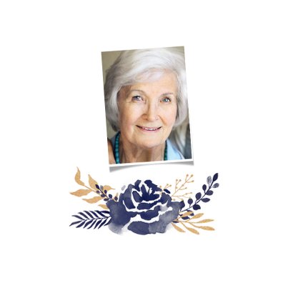Verjaardagskaart felicitatie stijlvol bloemen blauw goud 2