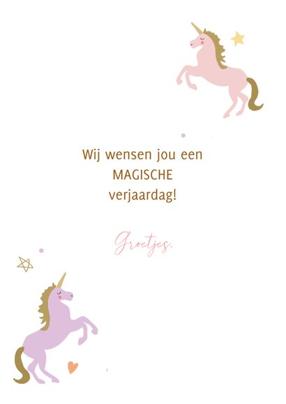 Verjaardagskaart felicitatie voor meisje eenhoorns 3