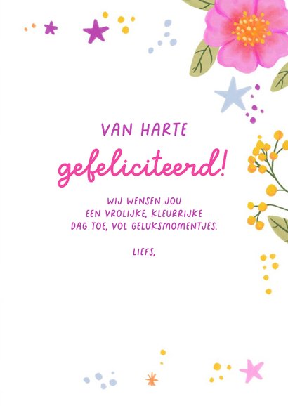 Verjaardagskaart felicitatie vrouw kolibrie bloemen vrolijk 3