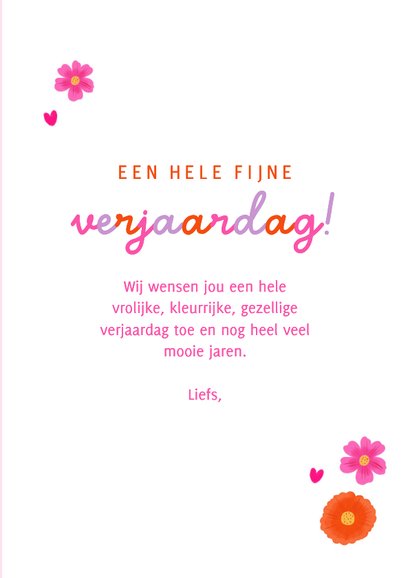 Verjaardagskaart felicitatie vrouw meisje boeket bloemen 3