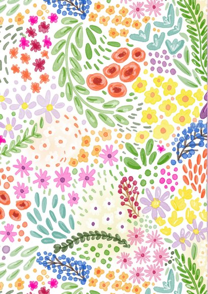 Verjaardagskaart felicitatie vrouw meisje vrolijk bloemen 2