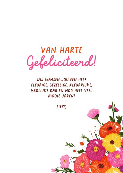 Verjaardagskaart felicitatie vrouw met boeket lente zomer 3
