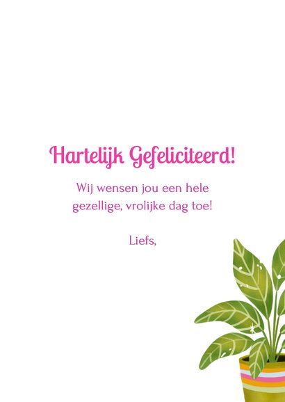 Verjaardagskaart felicitatie vrouw met taart vrolijk 3