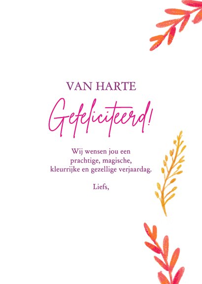 Verjaardagskaart felicitatie vrouwmeisje vlinder natuur roze 3
