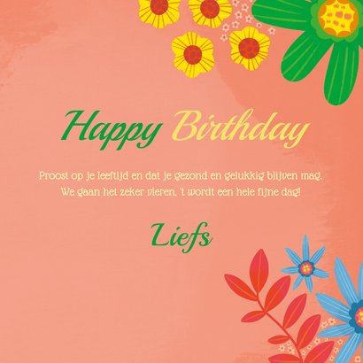 Verjaardagskaart felle bloemen en planten 3