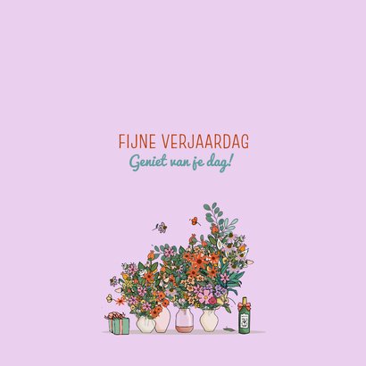 Verjaardagskaart fiets met bloemen en planten 3