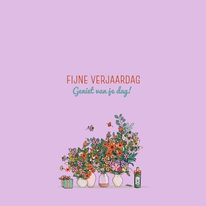 Verjaardagskaart fiets met bloemen en planten 3