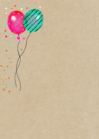 Verjaardagskaart flamingo ballonnen 2