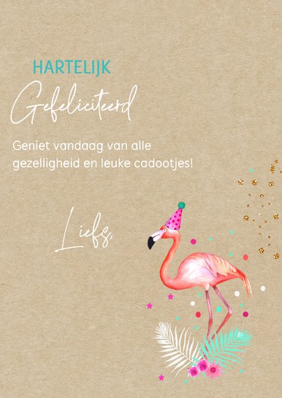 Verjaardagskaart flamingo ballonnen 3