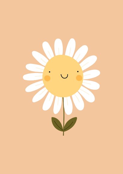 Verjaardagskaart fleurige verjaardag smiley bloem 2