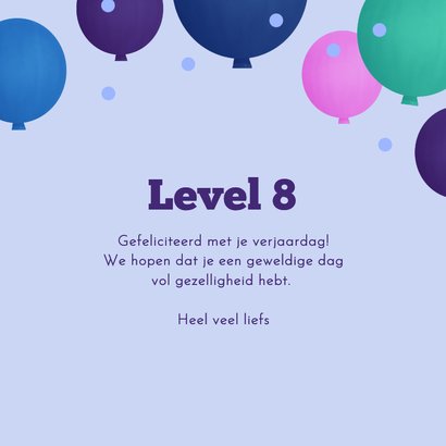 Verjaardagskaart gamers level up gefeliciteerd ballonnen 3