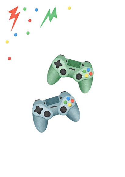Verjaardagskaart gaming controllers level confetti 2