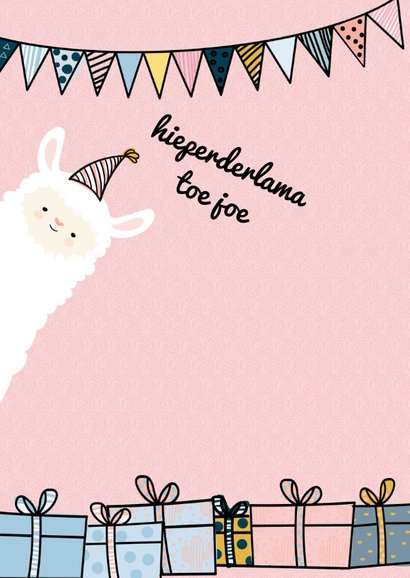Verjaardagskaart Gefelicilama pink 2