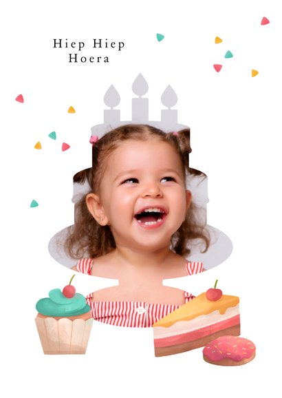 Verjaardagskaart gefelicitaart taart confetti foto 2
