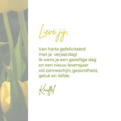 Verjaardagskaart gele tulpen 3