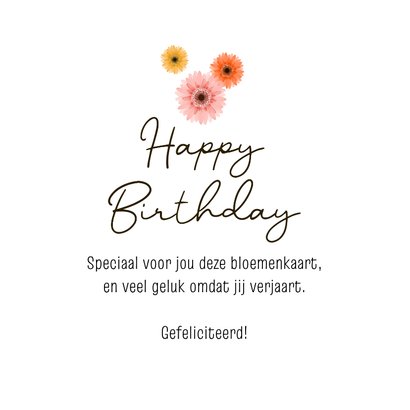 Verjaardagskaart gerbera bloemen kleurrijk happy birthday 3
