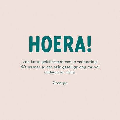 Verjaardagskaart gestreept hiep hiep roze turquoise 3