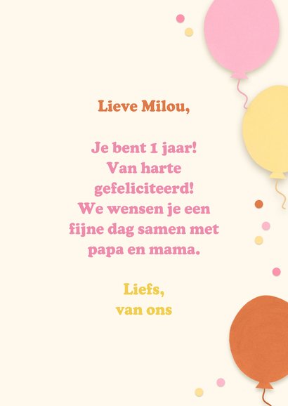 Verjaardagskaart giraf en ballonnen 3