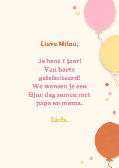 Verjaardagskaart giraf en ballonnen 3