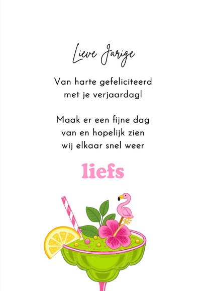 Verjaardagskaart glas cocktail groen roze 3