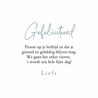 Verjaardagskaart gouden ballonnen confetti hout blauw 3